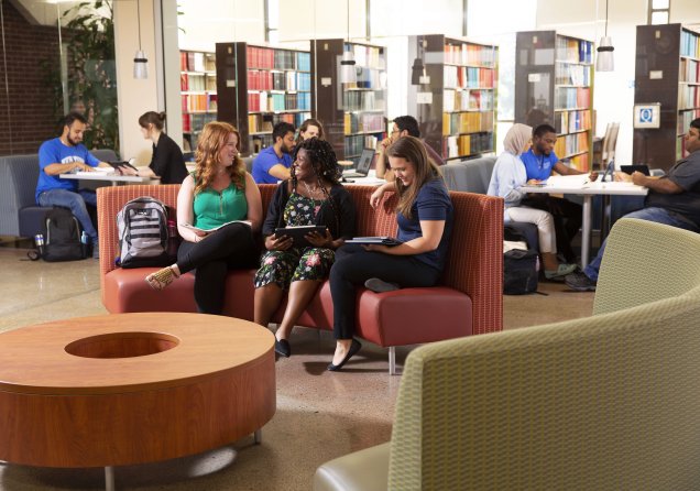 students working together on campus